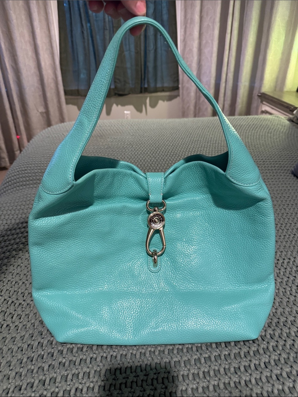Dooney & Bourke Turquoise Pebbled Leather Shoulder Bag